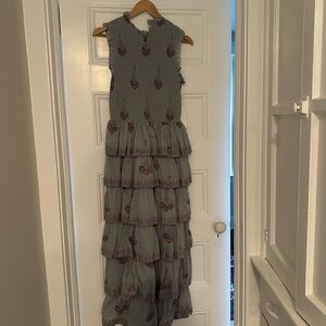 Alix Of Bohemia Blue Sleeveless Mock Neck Gown